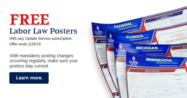 Free labor law posters with purchase of any 
subscription service.