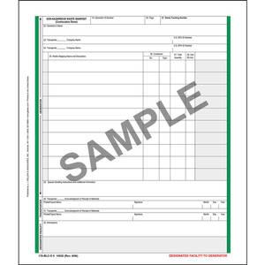 Non-Hazardous Waste Manifest Continuation Sheet - Pin-Feed Format, 6-Ply