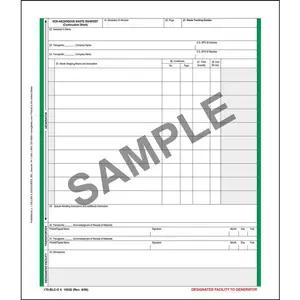 Non-Hazardous Waste Manifest Continuation Sheet - Pin-Feed Format, 6-Ply