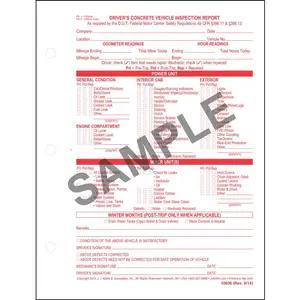 Driver's Concrete Vehicle Inspection Report, Snap-Out Format - Stock