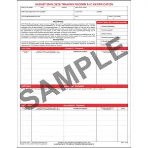 Hazmat Employee Training Record & Certification Form