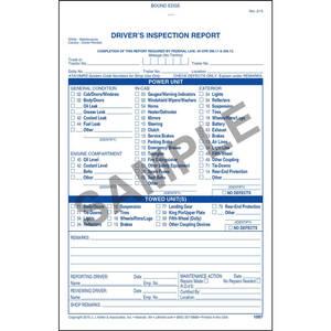 Detailed Driver's Vehicle Inspection Report, 3-Ply, w/ Carbon, Blue - Stock