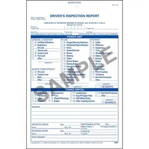 Detailed Driver's Vehicle Inspection Report, 3-Ply, w/ Carbon, Blue - Stock