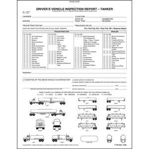 Detailed Driver's Vehicle Inspection Report w/Illustrations (Tanker), Book Format - Stock