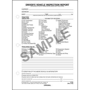 Detailed Driver's Vehicle Inspection Report, Side-Stub Snap-Out Format - Stock
