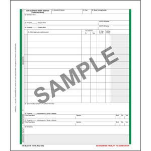 Non-Hazardous Waste Manifest Continuation Sheet - Pin-Feed Format, 5-Ply
