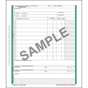 Non-Hazardous Waste Manifest Continuation Sheet - Pin-Feed Format, 5-Ply