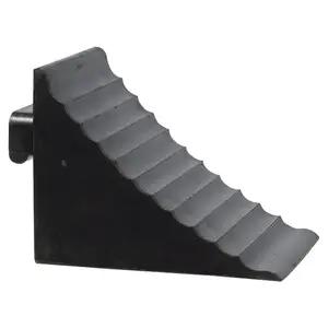 Black Molded Rubber Wheel Chock w/Grab Handle
