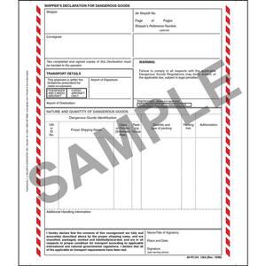 Shipper's Declaration For Dangerous Goods - 4-Ply, Carbonless