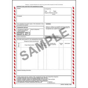 Shipper's Declaration For Dangerous Goods - 3-Ply w/ Carbon