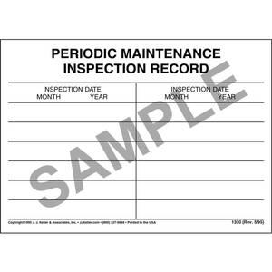 Periodic Maintenance Inspection Record Label