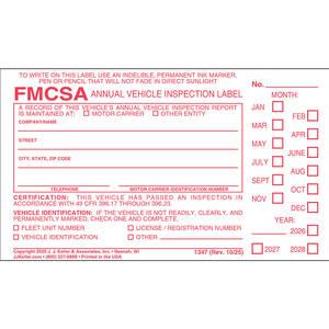 Annual Vehicle Inspection Label - Vinyl w/ Punch Boxes