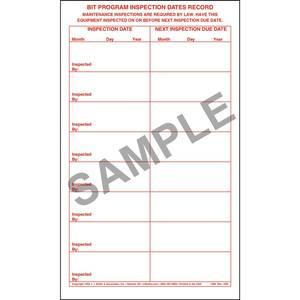 BIT Program Inspection Dates Record Label