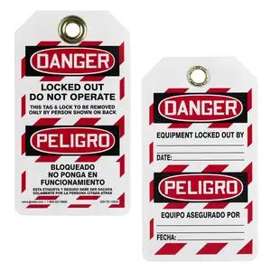Bilingual Lockout/Tagout Tag - Danger Locked Out, Do Not Operate