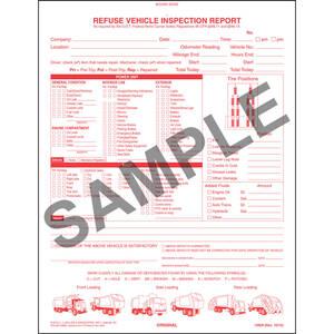 Refuse Truck Driver's Vehicle Inspection Report, Book Format - Stock