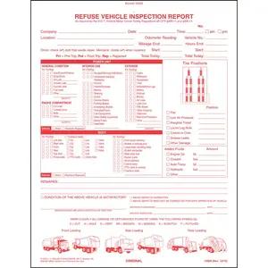 Refuse Truck Driver's Vehicle Inspection Report, Book Format - Stock