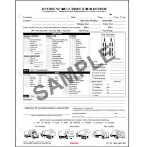 Refuse Truck Driver's Vehicle Inspection Report, Snap-Out Format - Stock
