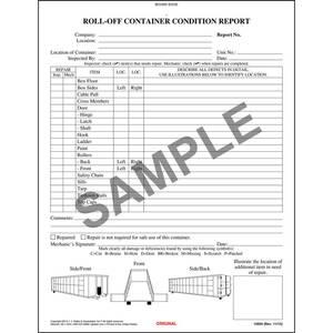 Roll-off Container Condition Report, Book Format - Stock