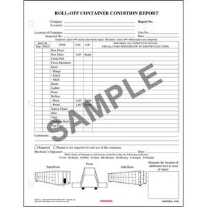 Roll-off Container Condition Report, Snap-Out Format - Stock