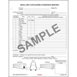 Roll-off Container Condition Report, Snap-Out Format - Stock
