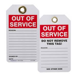 Safety Tag - Self-Laminating Plastic - Out of Service