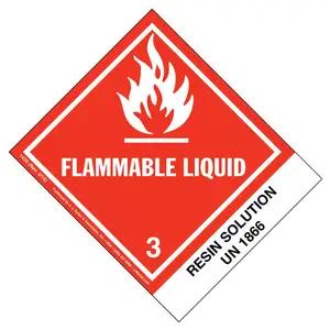 Numbered Panel Proper Shipping Name Labels - Class 3, Flammable Liquid - Resin Solution UN 1866
