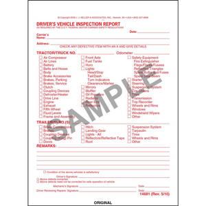 Detailed Driver's Vehicle Inspection Report, Carbonless, Red Ink, Snap-Out Format - Personalized