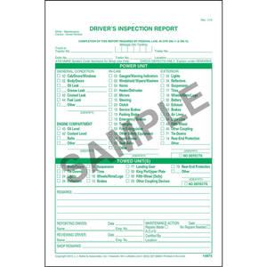 Detailed Driver's Vehicle Inspection Report, w/Carbon, Green Ink, Snap-Out Format - Personalized