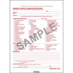 Detailed Driver's Vehicle Inspection Report, w/Carbon, Red Ink, Snap-Out Format - Personalized