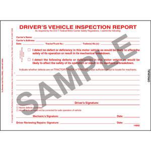 Simplified Driver's Vehicle Inspection Report, 3-Ply, Carbonless, Snap-Out Format - Personalized