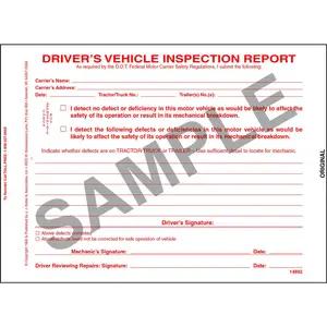 Simplified Driver's Vehicle Inspection Report, 3-Ply, Carbonless, Snap-Out Format - Personalized