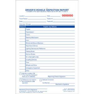 Simplified Driver's Vehicle Inspection Report - Vertical Format, 3-Ply, Carbonless, Snap-Out Format - Personalized