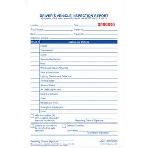 Simplified Driver's Vehicle Inspection Report - Vertical Format, 3-Ply, Carbonless, Snap-Out Format - Personalized
