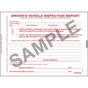 Simplified Driver's Vehicle Inspection Report, 3-Ply, w/Carbon, Snap-Out Format - Personalized