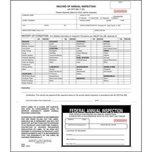 Record of Annual Inspection w/Inspection Decal - Personalized