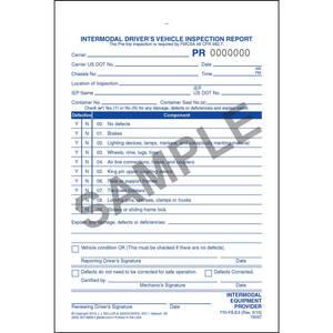 Intermodal Driver's Chassis Inspection Report - Pre-Trip, Snap-Out Format - Stock