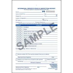 Intermodal Driver's Chassis Inspection Report - Pre-Trip, Snap-Out Format - Stock