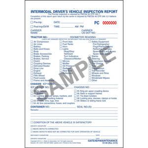 Intermodal Driver's Vehicle Inspection Report - Pre-Trip, Snap-Out Format - Stock