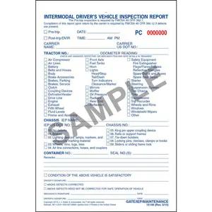 Intermodal Driver's Vehicle Inspection Report - Pre-Trip, Snap-Out Format - Stock