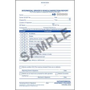 Intermodal Driver's Chassis Inspection Report - Pre-Trip, Book Format - Stock