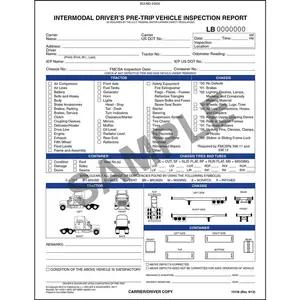 Intermodal Driver's Vehicle Inspection Report with Illustrations - Pre-Trip