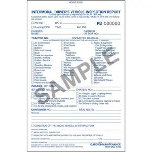 Intermodal Driver's Vehicle Inspection Report - Pre-Trip, Book Format - Stock