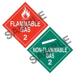Class 2 Non-Flammable Gas/Flammable Gas Placard - Worded