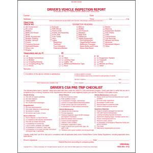 Detailed Driver's Vehicle Inspection Report w/CSA Checklist, Book Format - Stock
