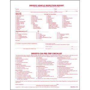 Detailed Driver's Vehicle Inspection Report (DVIR) with CSA Checklist