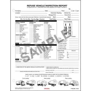 Refuse Truck Driver's Vehicle Inspection Report, Snap-Out Format - Personalized