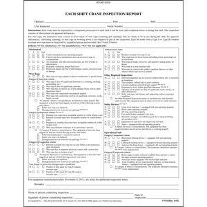 Each Shift/Monthly Crane Inspection Report Book