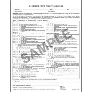Each Shift Crane Inspection Report Form - Stock