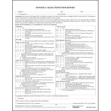 Monthly Crane Inspection Report Form
