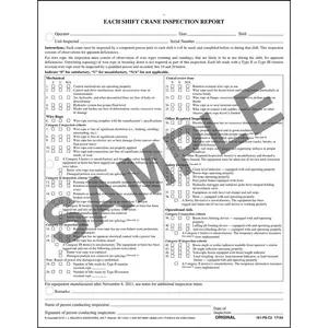 Each Shift Crane Inspection Report Form - Personalized